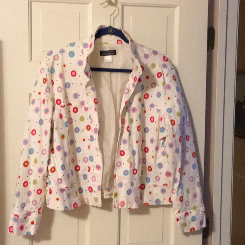 Patrick Christopher Jean Jacket.Ecru Base Multi C… - image 1